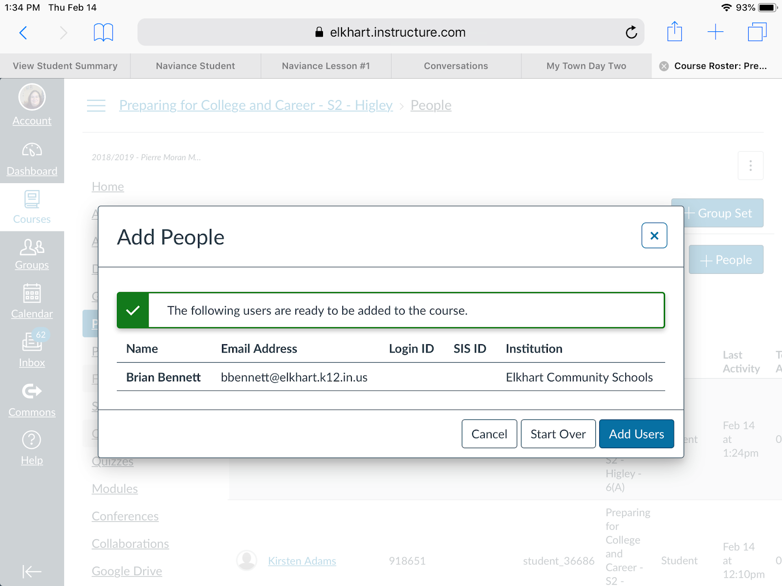 Add Observer in Canvas Elkhart Community Schools